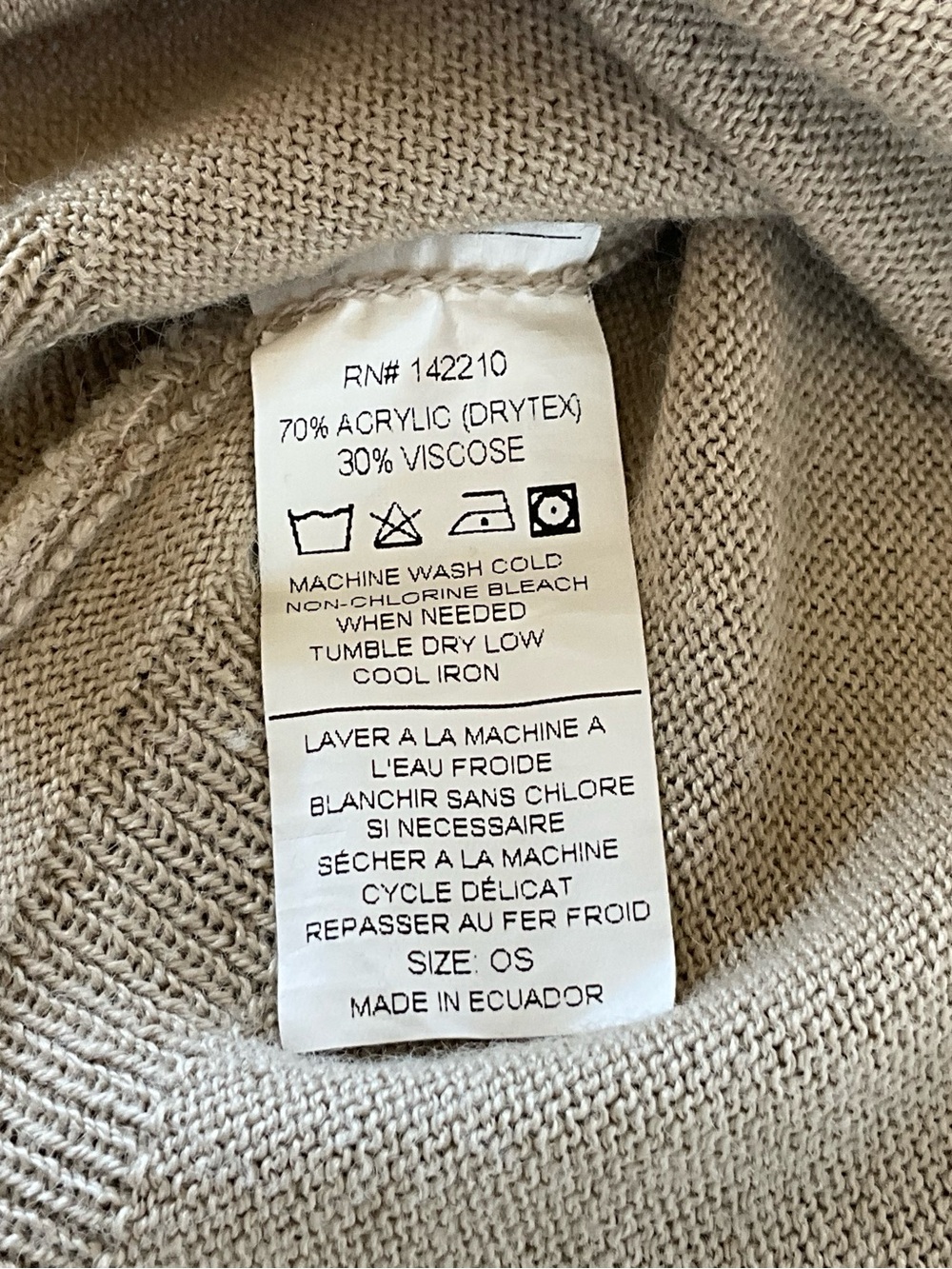 Mersea Catalina Khaki Crewneck Dolman Sweater OS - Picture 9 of 10
